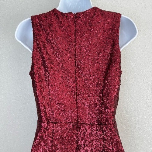 Tobi weinrot Pailletten tief tiefer V-Ausschnitt Minikleid formell S - Bild 6 von 9