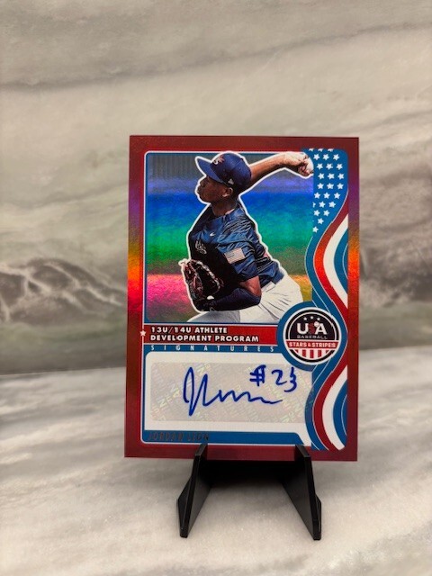 2025 USA Baseball Jordan Leon red foil auto /99 number inscription! SP