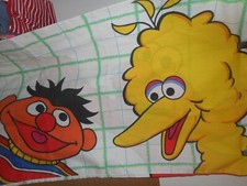 1997 Springs Sesame Street Elmo Big Bird Ernie Green Grid Pillowcase 2 Sided