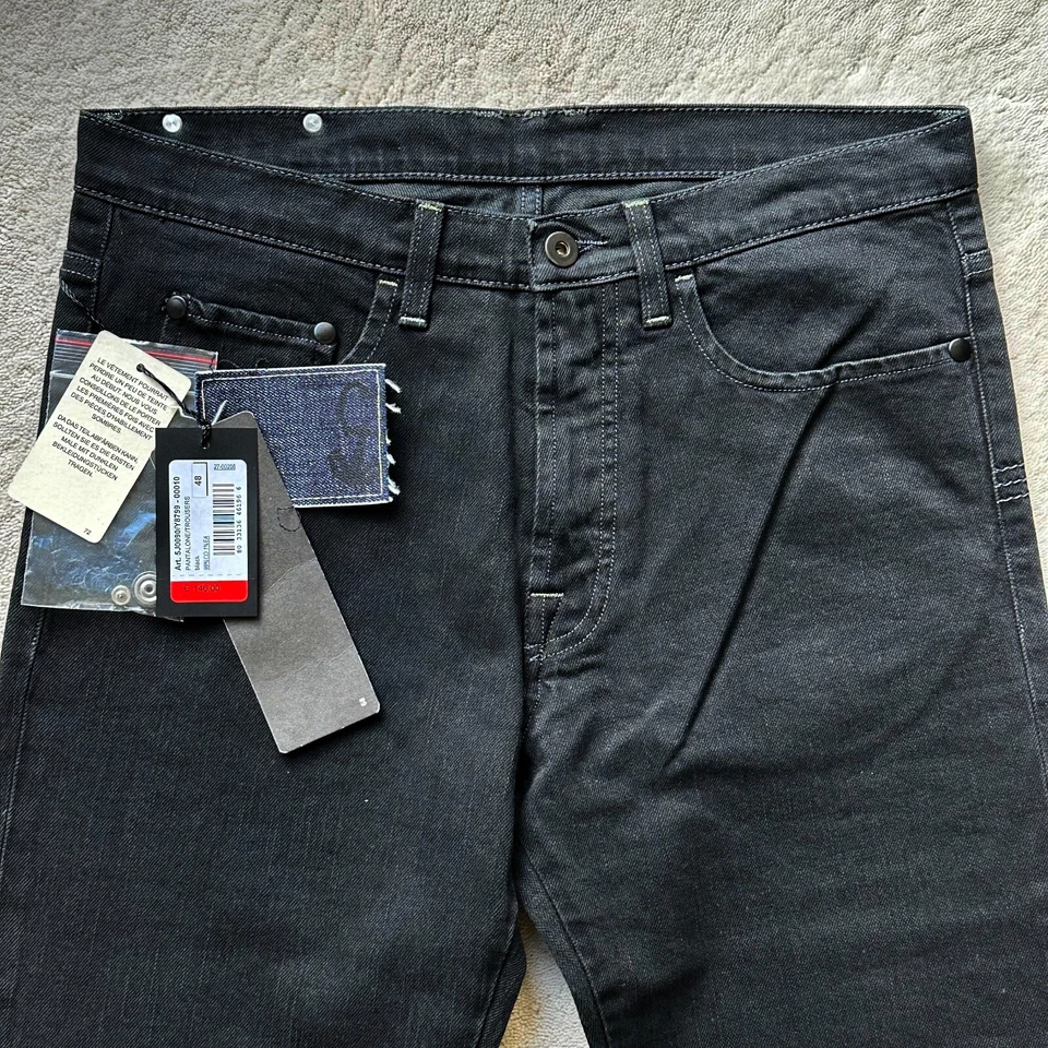 NUEVO CON ETIQUETAS Auténticos JEANS DE ALGODÓN ELÁSTICO AJUSTADOS NEGROS PATRIZIA PEPE Talla 48 EUR | 32 EE. UU. Foto 3 de 4