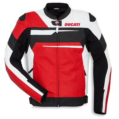 Ducati Speed EVO C1 rot-weiß Herren Motorrad Racing Lederjacke