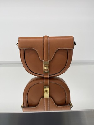 CELINE Small Besace 16 Natural Calfskin DELICATE LTHR Crossbody Bag, Tan, $2600