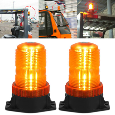 2x Rooftop LED Strobe Lights Amber Warning Safety Flashing Forklift Tow Tractor