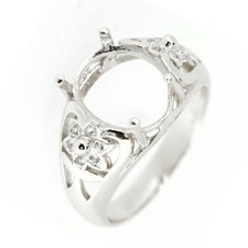 Sterling Silver Semi Mount Ring Setting Oval OV 12x10mm Cabochon