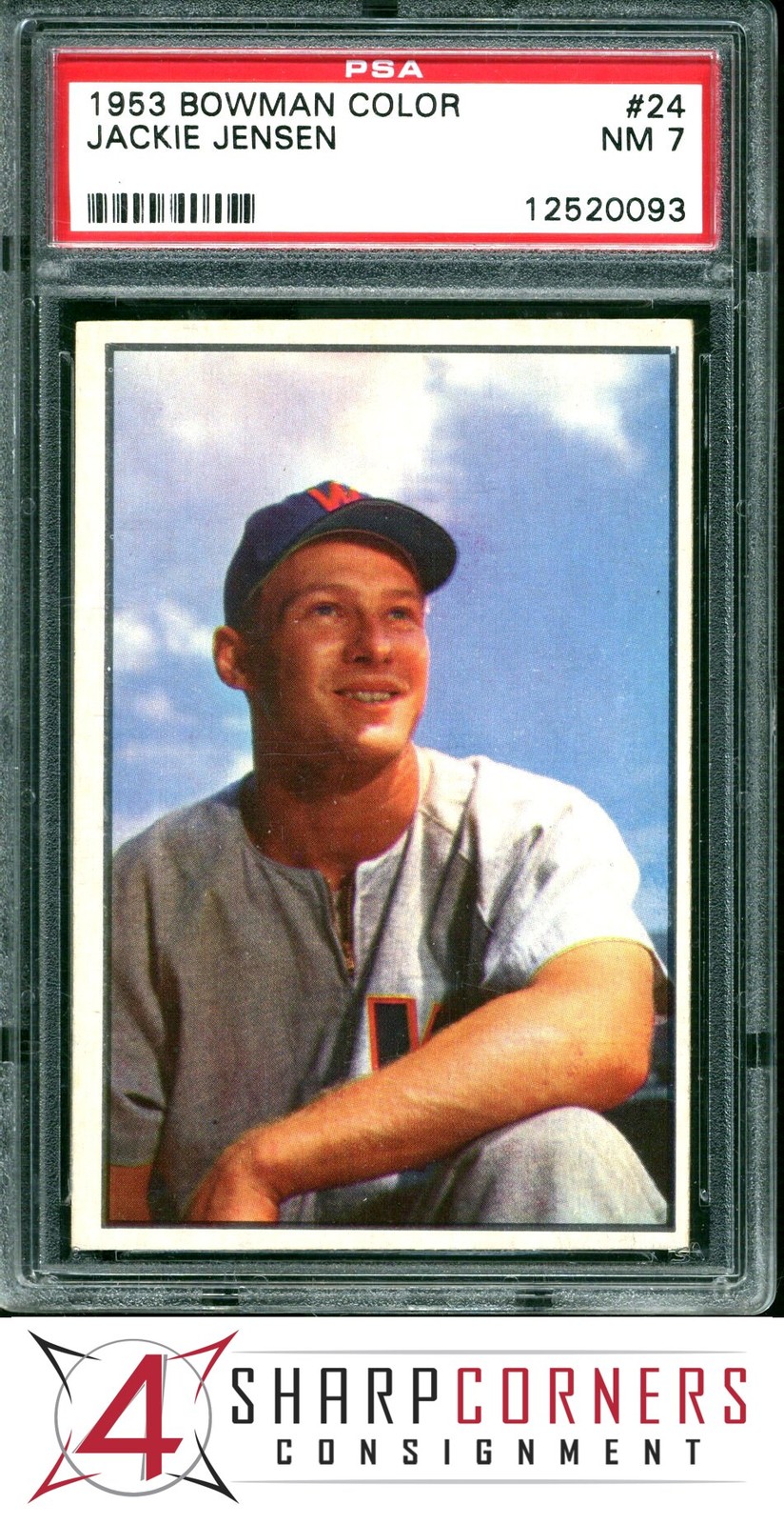 1953 BOWMAN COLOR #24 JACKIE JENSEN SENATORS PSA 7