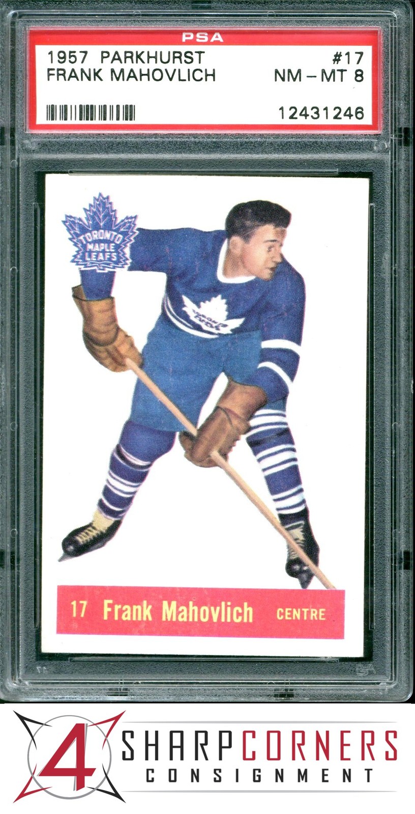 1957 PARKHURST #17 FRANK MAHOVLICH RC HOF PSA 8
