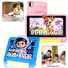 7 inch Kids Tablet Android 13 8GB RAM 64GB ROM Best Gift for Children Blue Pink