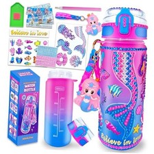 EDsportshouse Decorate Your Own Water Bottle Kits for Girls Age 4-6-8 Mermaid