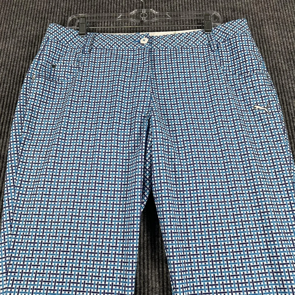 Pantalones de golf Puma para mujer 14 azules blancos geométricos elásticos pantalones de rendimiento Foto 2 de 4