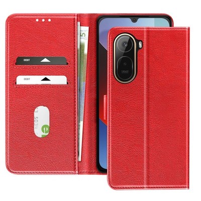 Avizar, Hülle Redmi A7 Pro Serie Chesterfield mit Kartenfach und Ständer, Rot