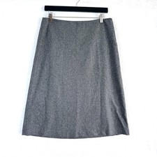 VTG GAP Virgin Wool Blend Office Preppy Academia Lined Stretch Midi Skirt 8 Gray