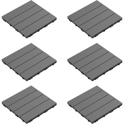 Patio Deck Tiles Dark Gray 6 Piece Interlocking Composite Pure Garden 50-LG1189