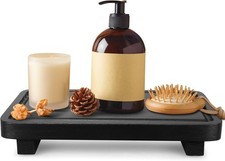 Black Bathroom Counter Organizer Wood Risers Display Pedestal Stand Kitchen