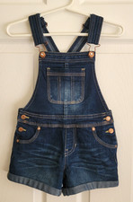 Jordache Girls Blue Denim Bib Overalls Shorts Size 6-6X