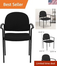 Padded Black Reception Chair with Armrests - Perfect for Home or Office, 250 lbs