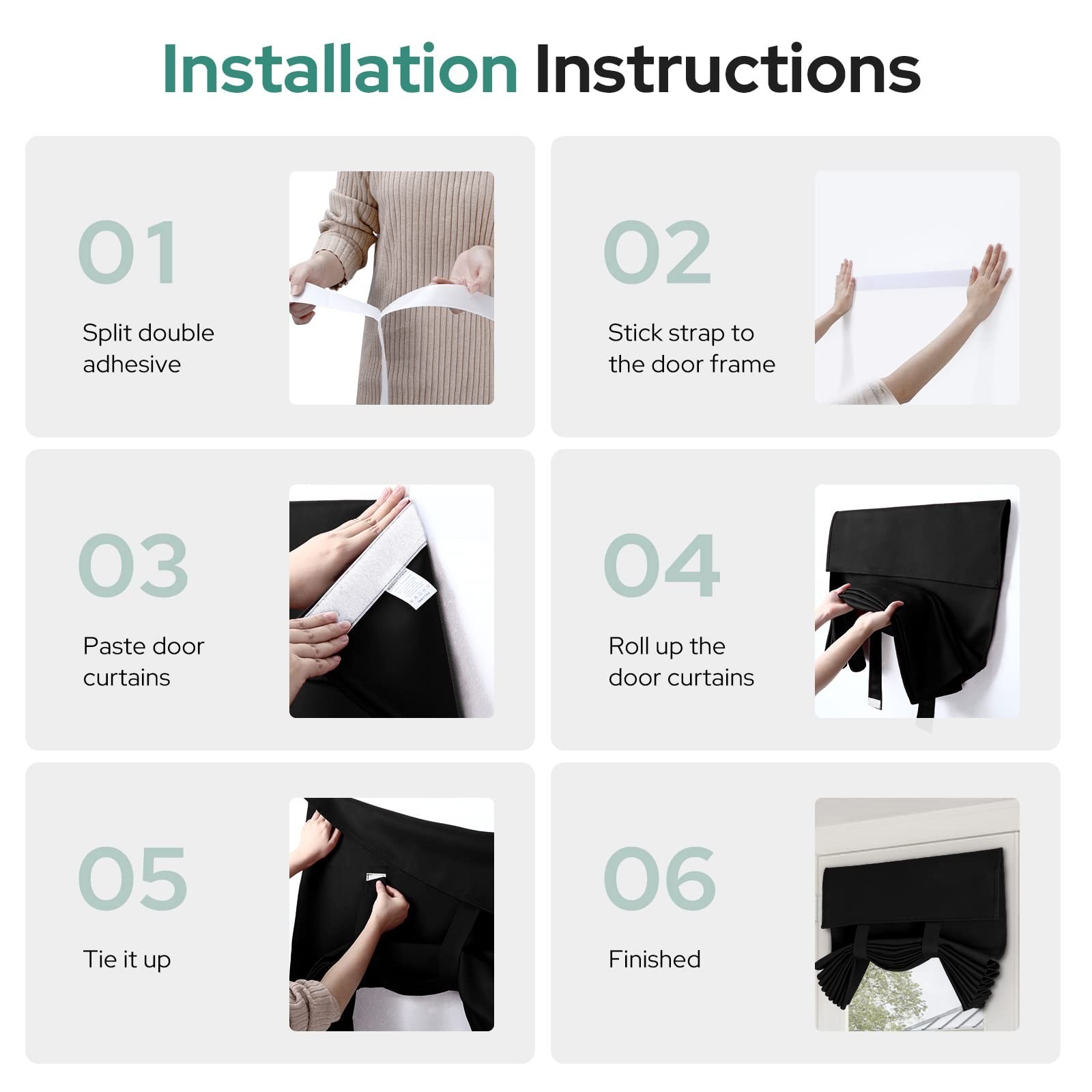 HOMEIDEAS Blackout French Door Curtains for Door Window, Privacy Curtains Set...