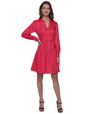 KARL LAGERFELD PARIS Women's Sateen Bow-Front Dress Red Size 4 SALE $148