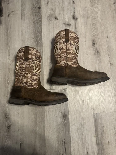 Ariat Workhog Patriot Steel Toe Work Boot Earth/Sand Camo Mens Size 13D - Picture 2 of 13