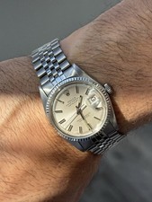 Rolex Datejust Men Stainless Steel 18K White Gold Watch Jubilee Silver Dial 1601