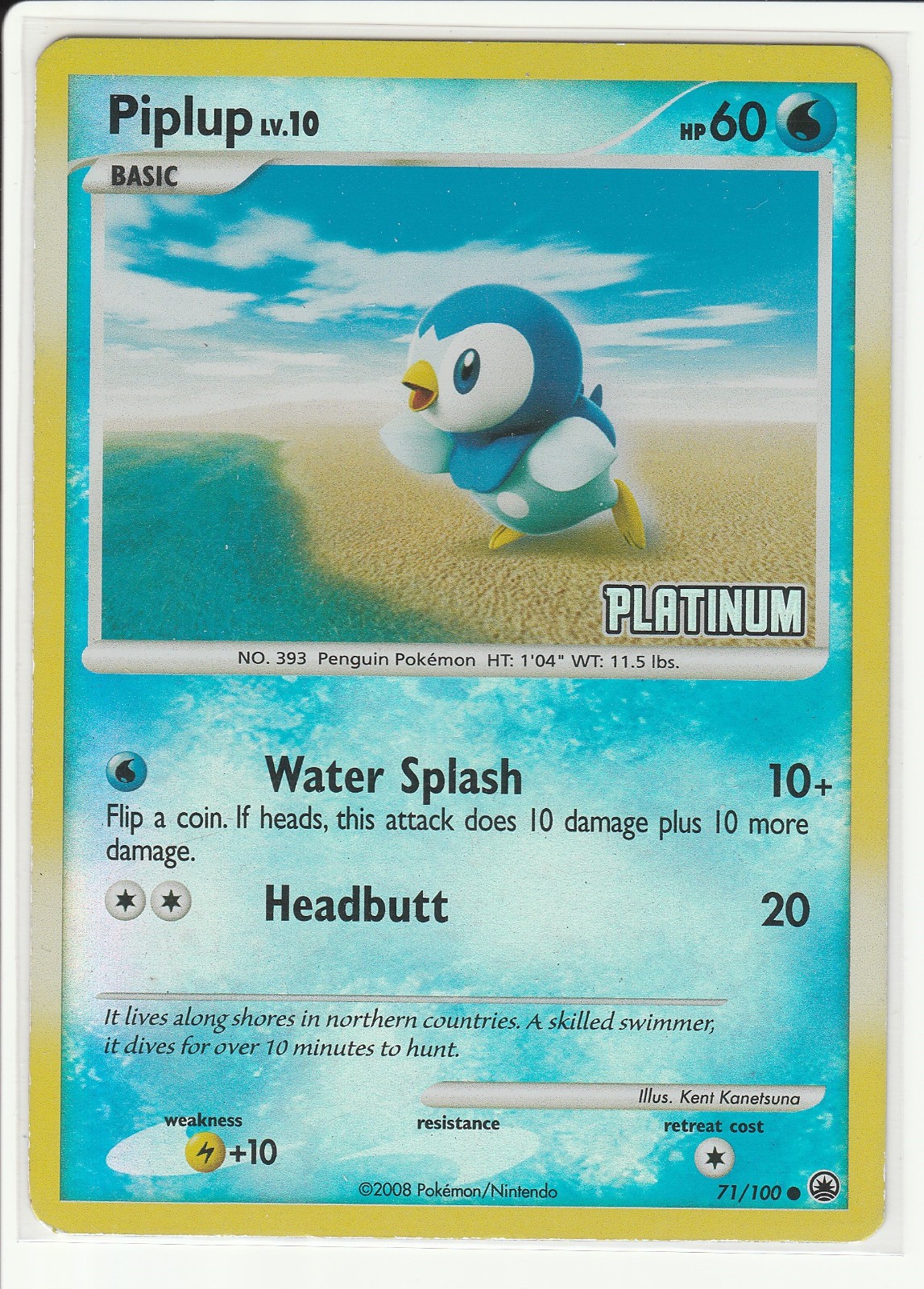 Pokemon Piplup 71/100 Reverse Holo Platinum LP