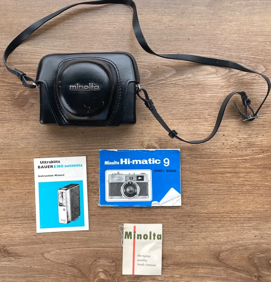 Minolta Hi-Matic 9 Film Camera w/45mm Rokkor Lens OG Box Partially Tested READ - Image 2 of 4