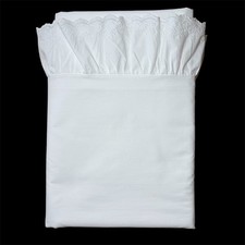 Vintage Ralph Lauren BROMLEY White Ruffled Full Flat Sheet see description 