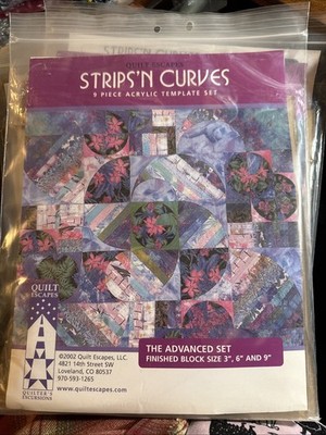 Quilt Escapes Strips N Curves 9 Acrylic Template Set Block 3'' 6'' 9''