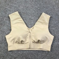 Tommie Copper Shoulder Support Sports Bra Womens Large Beige Zip Front Znergy