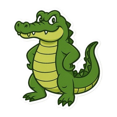 Alligator 3  Tall Vinyl Decal Sticker Cartoon Gator For Cars Cups Mugs