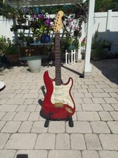 90' Squier Pro Tone Strat. Burgundy,Ash Body, Maple Neck Rosewood FB Gold W/HSC