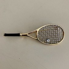 Tennis Racket with Rhinestone ball Pin
