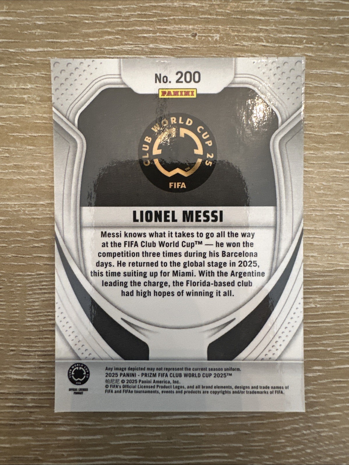 2025 Panini Prizm Fifa Club World Cup - Lionel Messi #200 view 2