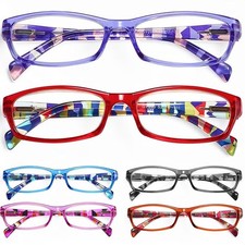6 pack 2.00 Blue Light Reading Glasses w/ Cases for Women Readers Spring Hinges 