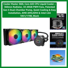 360L Core AIO CPU Liquid Cooler   360mm Radiator, 3X ARGB PWM Fans, Patented ...