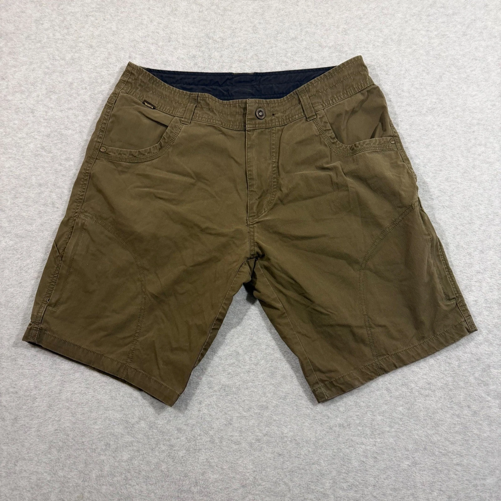 Kuhl Shorts Mens 34 Olive Green Vintage Patina Dye Hiking Cargo Utility