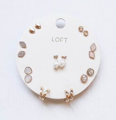 LOFT Earrings Set 9 Pairs Metal/Imitation Pearl Crystal - New