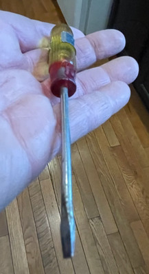Vintage Amalite Pocket Screwdriver USA Western Auto flat head yellow red nice