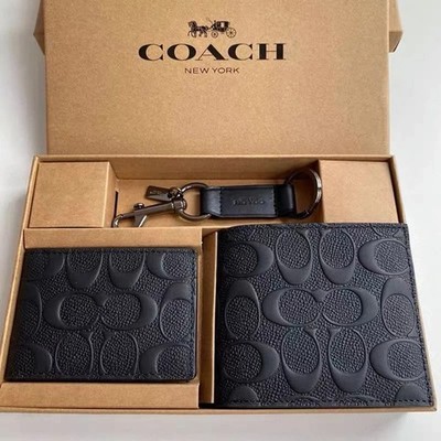 MEN'S 3 IN 1 WALLET BOXED GIFT SET IN SIGNATURE CANVAS BLACK