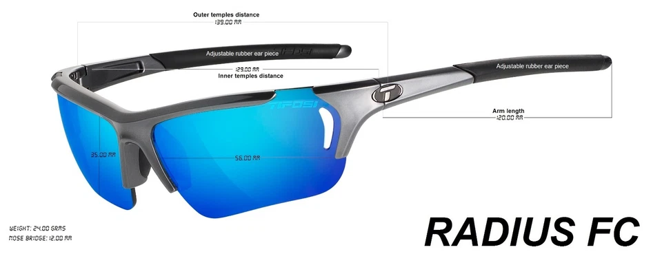 Tifosi Radius FC, Gloss Black with Smoke/AC Red/Clear Lenses #1190100201 - Image 3 of 4