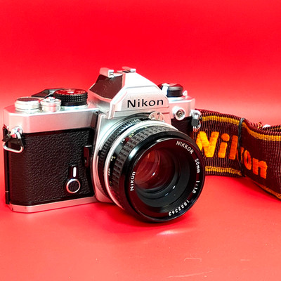 [Near MINT w/ Strap] Nikon FM Silver 35mm Film Camera w/ Ai 50mm f1.8 From JAPAN