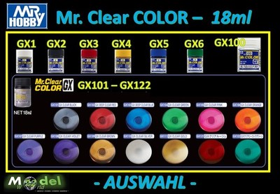 MW22 MR. HOBBY MR: COLOR GX CLEAR COLOR 18ml AUSWAHL (GP199,44 /L - 232,78 /L)