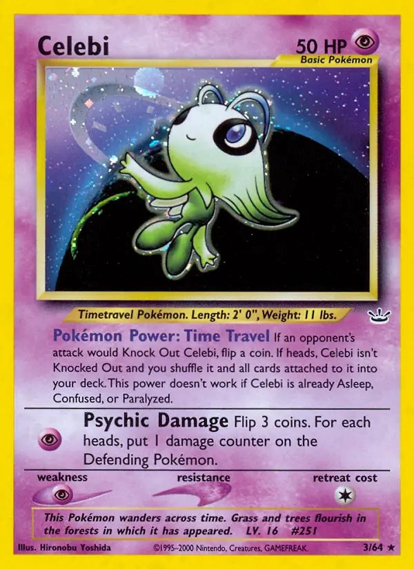 Celebi - 3/64 - Pokemon Neo Revelation Unlimited Holo Rare Card WOTC LP