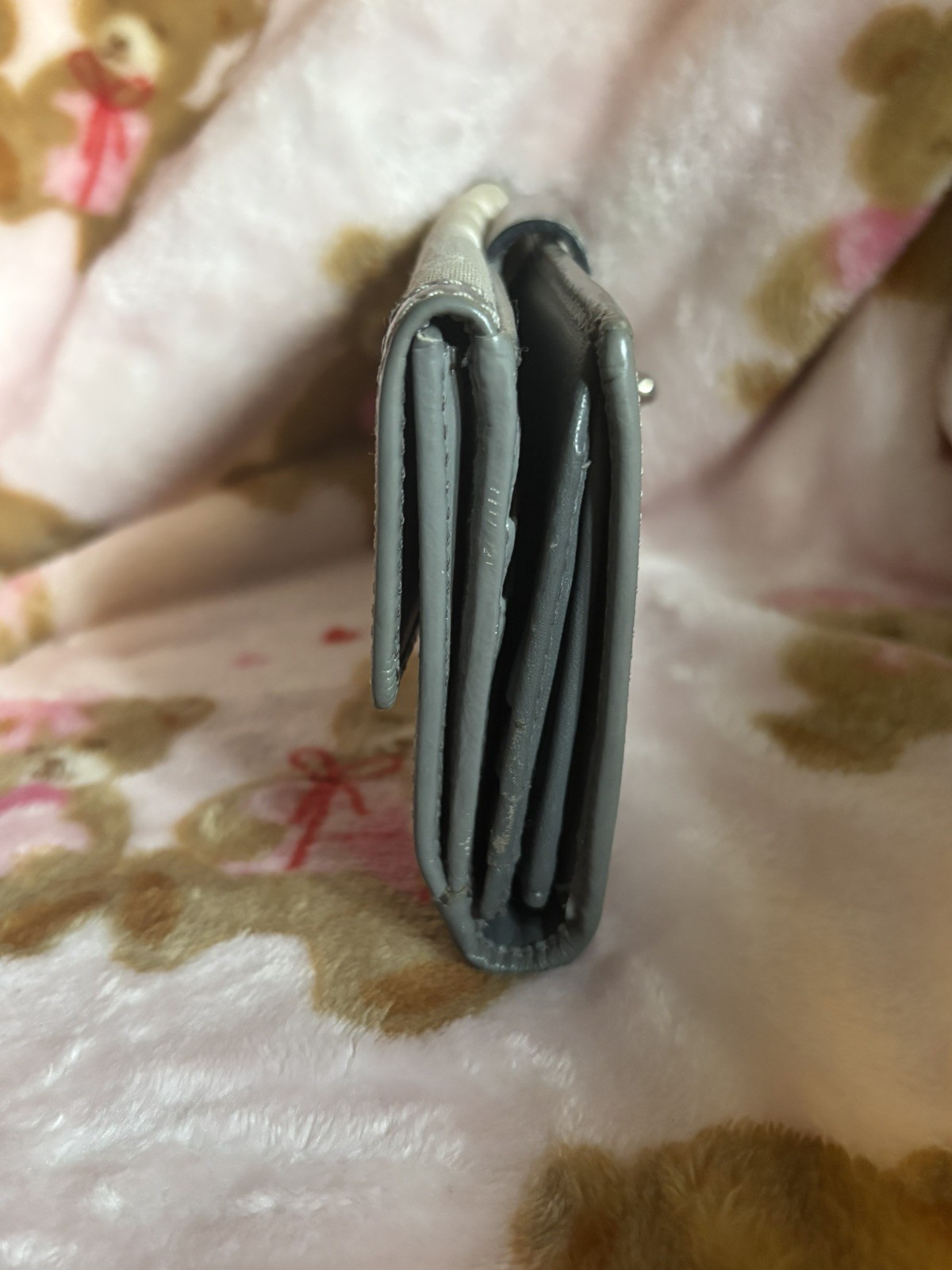 Cute Gray Large Canvas COACH Wallet Organizer w/ Leather Trim, made in Vietnam!  thumbnail 9