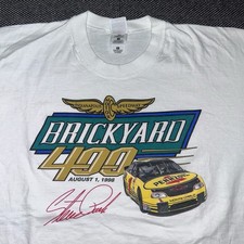 Vintage 1998 Steve Park Brickyard 400 NASCAR Racing White T Shirt Mens Size XL 