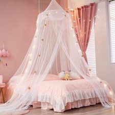 Bed canopy with lights for girls gold star princess crib curtains,extra large