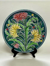 VTG Deruta Italian Pottery 11 inch Decorative Dinner Plate Green Floral Design