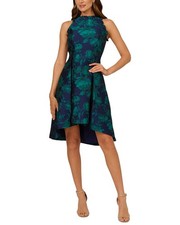 Adrianna Papell Printed Jacquard Midi Dress Women's 10