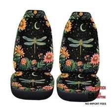 Car Seat Cover Set Universal Car Front Seat Protector Full Set Moon Dragonfly