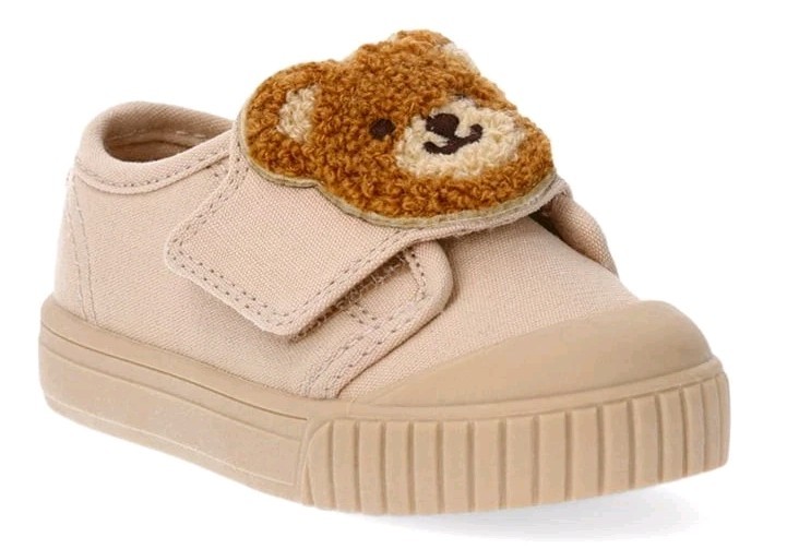 Wonder Nation Fleece Teddy Bear Tan Hook & Loop Sneakers, To