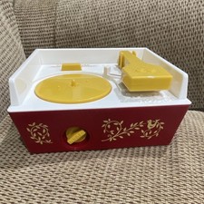Fisher-Price Music Box Record Player Red/Yellow Toy with Discs